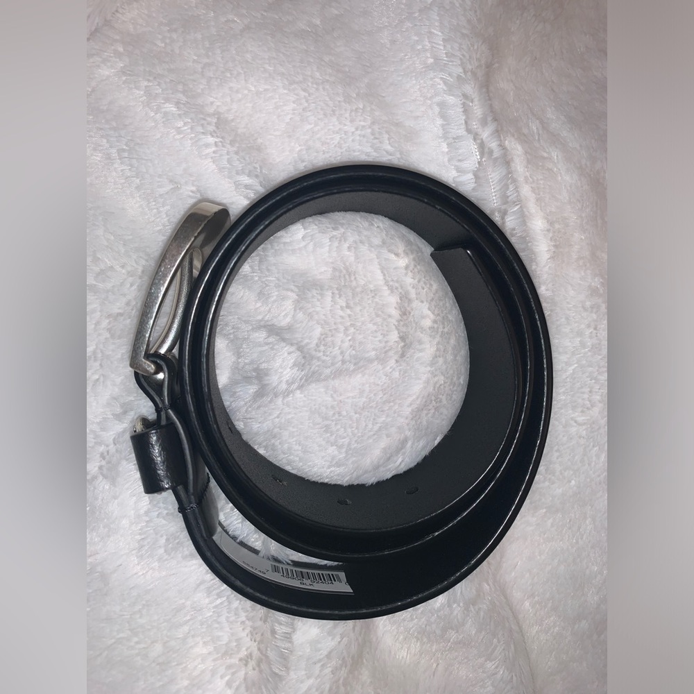 Michael Kors Leather Belt with MK Cutout Logo Disc Belt (Black/Silver; Small) - Picture 3 of 5